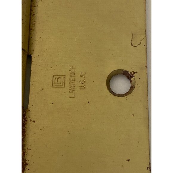 Antique Lawrence USA Brass Door Hinges Stanley Bar Latch Hardware - Picture 3 of 14